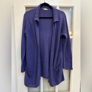 Eileen Fisher Periwinkle Organic Cotton Open Front Knit Cardigan Sweater Size S